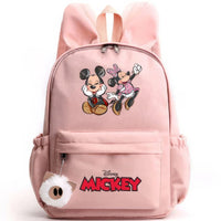 Minnie Backpack - Casual School Bags Travel Rabbit Ears Backpacks Mochila Pink-8 15x11 inches