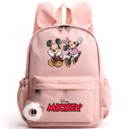 Minnie Backpack - Casual School Bags Travel Rabbit Ears Backpacks Mochila Pink-8 15x11 inches