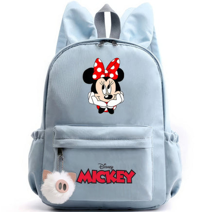 Minnie Backpack - Casual School Bags Travel Rabbit Ears Backpacks Mochila Blue-7 15x11 inches