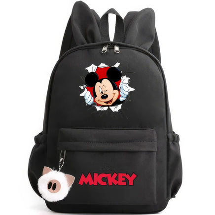 Minnie Backpack - Casual School Bags Travel Rabbit Ears Backpacks Mochila Black-7 15x11 inches
