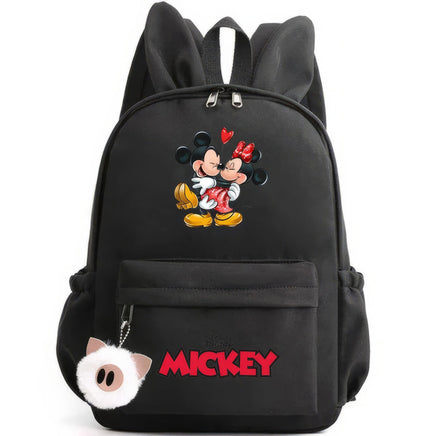Minnie Backpack - Casual School Bags Travel Rabbit Ears Backpacks Mochila Black-6 15x11 inches