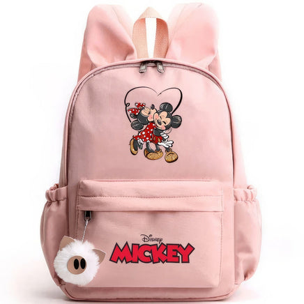 Minnie Backpack - Casual School Bags Travel Rabbit Ears Backpacks Mochila Pink-5 15x11 inches