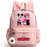 Minnie Backpack - Casual School Bags Travel Rabbit Ears Backpacks Mochila Pink-2 15x11 inches