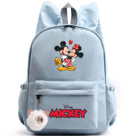 Minnie Backpack - Casual School Bags Travel Rabbit Ears Backpacks Mochila Blue-9 15x11 inches