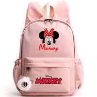 Minnie Backpack - Casual School Bags Travel Rabbit Ears Backpacks Mochila Pink-4 15x11 inches