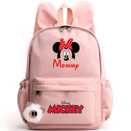 Minnie Backpack - Casual School Bags Travel Rabbit Ears Backpacks Mochila Pink-4 15x11 inches