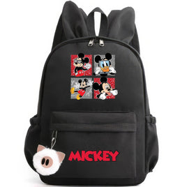 Minnie Backpack - Casual School Bags Travel Rabbit Ears Backpacks Mochila Black-1 15x11 inches