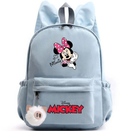 Minnie Backpack - Casual School Bags Travel Rabbit Ears Backpacks Mochila Blue-11 15x11 inches