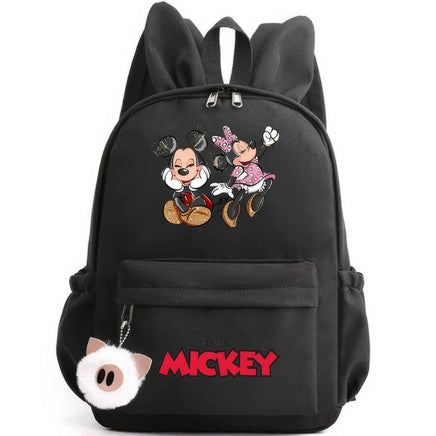 Minnie Backpack - Casual School Bags Travel Rabbit Ears Backpacks Mochila Black-5 15x11 inches