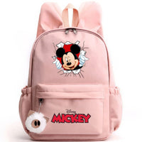 Minnie Backpack - Casual School Bags Travel Rabbit Ears Backpacks Mochila Pink-10 15x11 inches