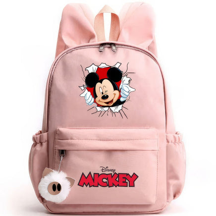 Minnie Backpack - Casual School Bags Travel Rabbit Ears Backpacks Mochila Pink-10 15x11 inches