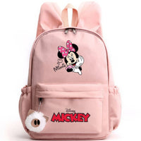 Minnie Backpack - Casual School Bags Travel Rabbit Ears Backpacks Mochila Pink-11 15x11 inches