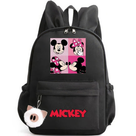 Minnie Backpack - Casual School Bags Travel Rabbit Ears Backpacks Mochila Black-3 15x11 inches