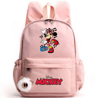 Minnie Backpack - Casual School Bags Travel Rabbit Ears Backpacks Mochila Pink-3 15x11 inches