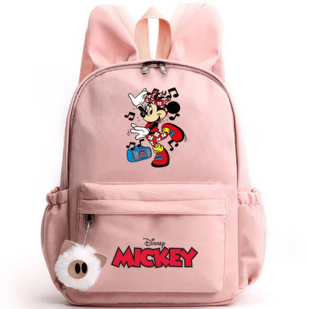 Minnie Backpack - Casual School Bags Travel Rabbit Ears Backpacks Mochila Pink-3 15x11 inches