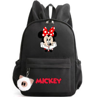 Minnie Backpack - Casual School Bags Travel Rabbit Ears Backpacks Mochila Black-4 15x11 inches