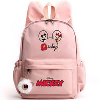 Minnie Backpack - Casual School Bags Travel Rabbit Ears Backpacks Mochila Pink-6 15x11 inches