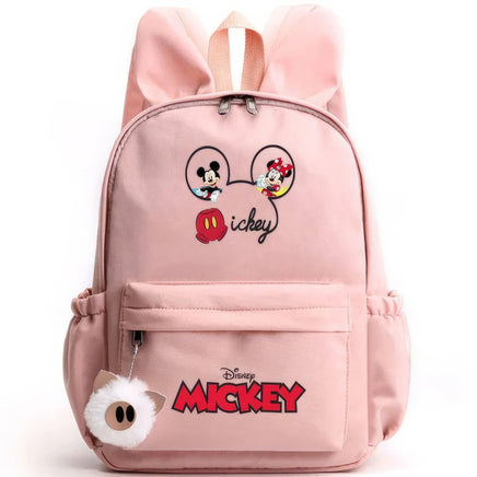 Minnie Backpack - Casual School Bags Travel Rabbit Ears Backpacks Mochila Pink-6 15x11 inches