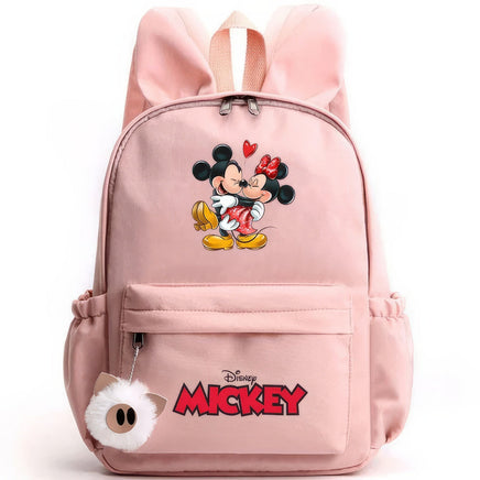 Minnie Backpack - Casual School Bags Travel Rabbit Ears Backpacks Mochila Pink-9 15x11 inches
