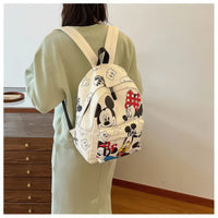 Minnie Backpack - PU Backpack Luxury Schoolbag Girls and Boys Cute Shoulder Bag White 14.2x11x8.7 inches