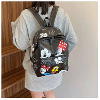 Minnie Backpack - PU Backpack Luxury Schoolbag Girls and Boys Cute Shoulder Bag Black 14.2x11x8.7 inches