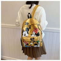 Minnie Backpack - PU Backpack Luxury Schoolbag Girls and Boys Cute Shoulder Bag Gold 14.2x11x8.7 inches