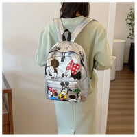 Minnie Backpack - PU Backpack Luxury Schoolbag Girls and Boys Cute Shoulder Bag Grey 14.2x11x8.7 inches