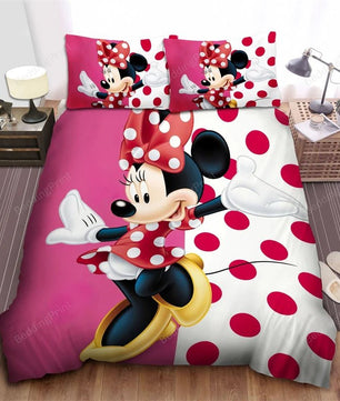 Minnie Duvet Cover Pink Princess Style Cartoon Bedroom Decoration Bedding Set Single Double - Lusy Store LLC