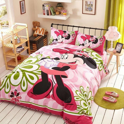 Minnie Duvet Cover Pink Princess Style Cartoon Bedroom Decoration Bedding Set Single Double 2