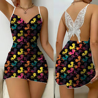 Minnie Mouse Backless Dress Bow Knot Womens Dresses Satin Surface Mickey Pajama Skirt Fashion 7