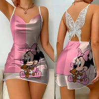 Minnie Mouse Backless Dress Fashion Pajama Skirt Bow Knot Mickey Womens Elegant Women 4