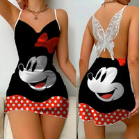 Minnie Mouse Backless Dress Fashion Pajama Skirt Bow Knot Mickey Womens Elegant Women 5