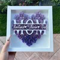 Mother day gift - Custom gift heart flower shadowbox frame with kids name - Lusy Store LLC