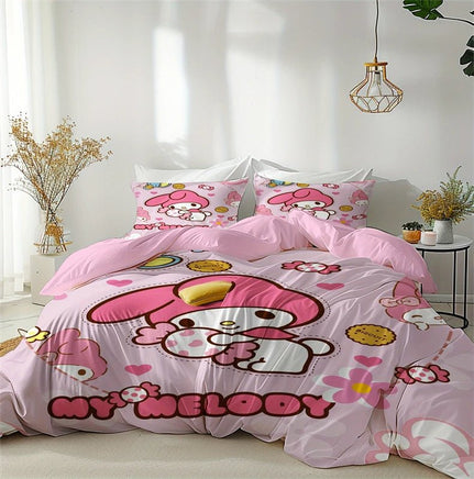 My Melody Duvet Cover Pink Cute Anime Cartoon Machine Washable Duvet Cover and Pillowcases