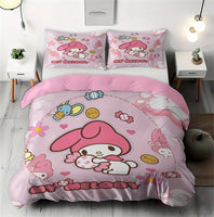 My Melody Duvet Cover Pink Cute Anime Cartoon Machine Washable Duvet Cover and Pillowcases Pink