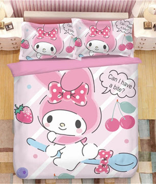 My Melody Kuromi Cinnamoroll Pochacco Quilt Cover Pillowcase Girls Bedroom Twin Single Double - Lusy Store LLC