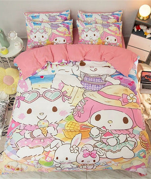 My Melody Kuromi Cinnamoroll Pochacco Quilt Cover Pillowcase Girls Bedroom Twin Single Double - Lusy Store LLC