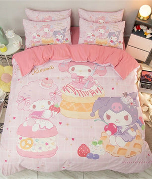 My Melody Kuromi Cinnamoroll Pochacco Quilt Cover Pillowcase Girls Bedroom Twin Single Double - Lusy Store LLC