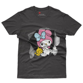 My melody tee shirt - Cute funny graphic tees - Unisex novelty cotton t shirt Black