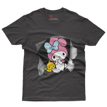 My melody tee shirt - Cute funny graphic tees - Unisex novelty cotton t shirt Black