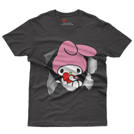 My melody tee shirt - Cute funny graphic tees - Unisex novelty cotton t shirt Black