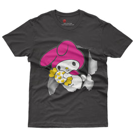 My melody tee shirt - Cute funny graphic tees - Unisex novelty cotton t shirt Black