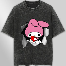 My melody tee shirt - Cute funny graphic tees - Unisex wide sleeve style Dark Gray