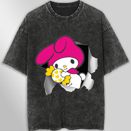 My melody tee shirt - Cute funny graphic tees - Unisex wide sleeve style Dark Gray