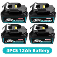 Original Li-Ion Battery – 18V, Available in 6.0Ah, 8.0Ah, 12.0Ah DC18RC Charger 4PCS 12Ah battery