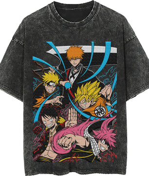 Naruto tee shirt - Anime streetwear fashion casual dark gray t shirt - Short sleeve vintage tee - Lusy Store LLC