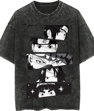 Naruto tee shirt - Hip hop loose tops dark gray tee - Unisex vintage short sleeve - Lusy Store LLC