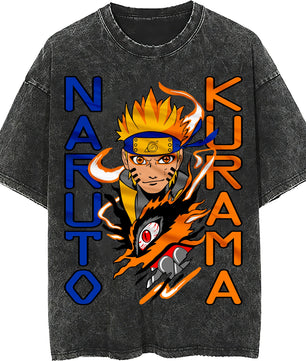 Naruto tee shirt - Hip hop loose tops dark gray tee - Unisex vintage short sleeve - Lusy Store LLC