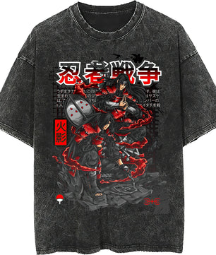 Naruto tee shirt - Itachi streetwear fashion casual dark gray t shirt - Short sleeve vintage tee - Lusy Store LLC