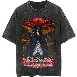 Naruto tee shirt - Itachi streetwear fashion casual dark gray t shirt - Short sleeve vintage tee - Lusy Store LLC